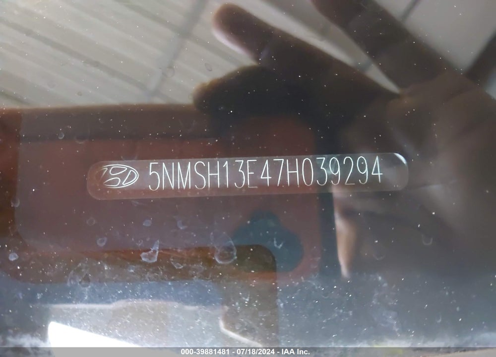 2007 HYUNDAI SANTA FE LIMITED/SE VIN: 5NMSH13E47H039294