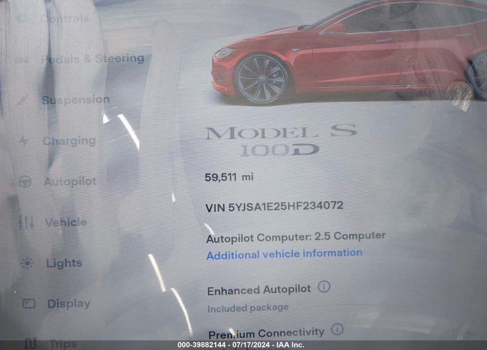 2017 TESLA MODEL S 100D/60D/75D/90D/P100D VIN: 5YJSA1E25HF234072