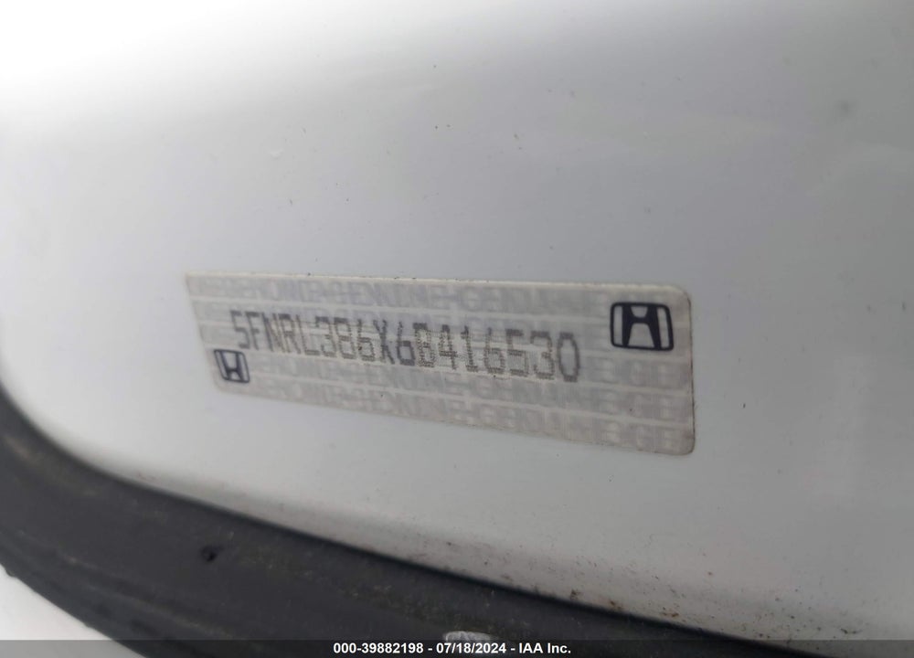 2006 HONDA ODYSSEY EX-L VIN: 5FNRL386X6B416530