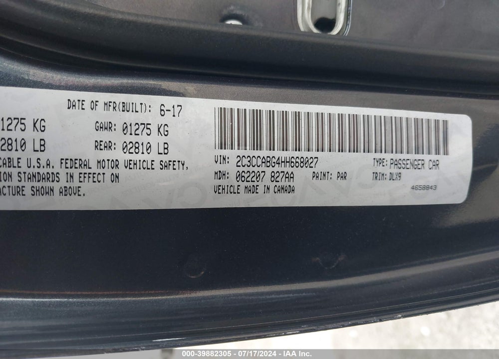 2017 CHRYSLER 300 300S VIN: 2C3CCABG4HH668027