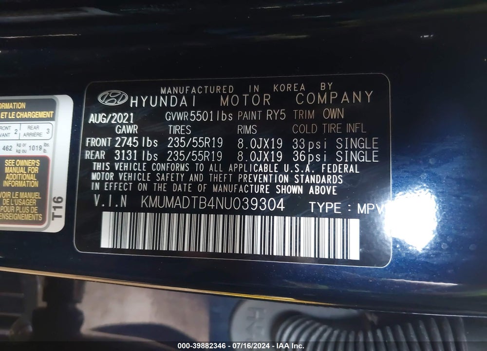 2022 GENESIS GV70 2.5T AWD VIN: KMUMADTB4NU039304