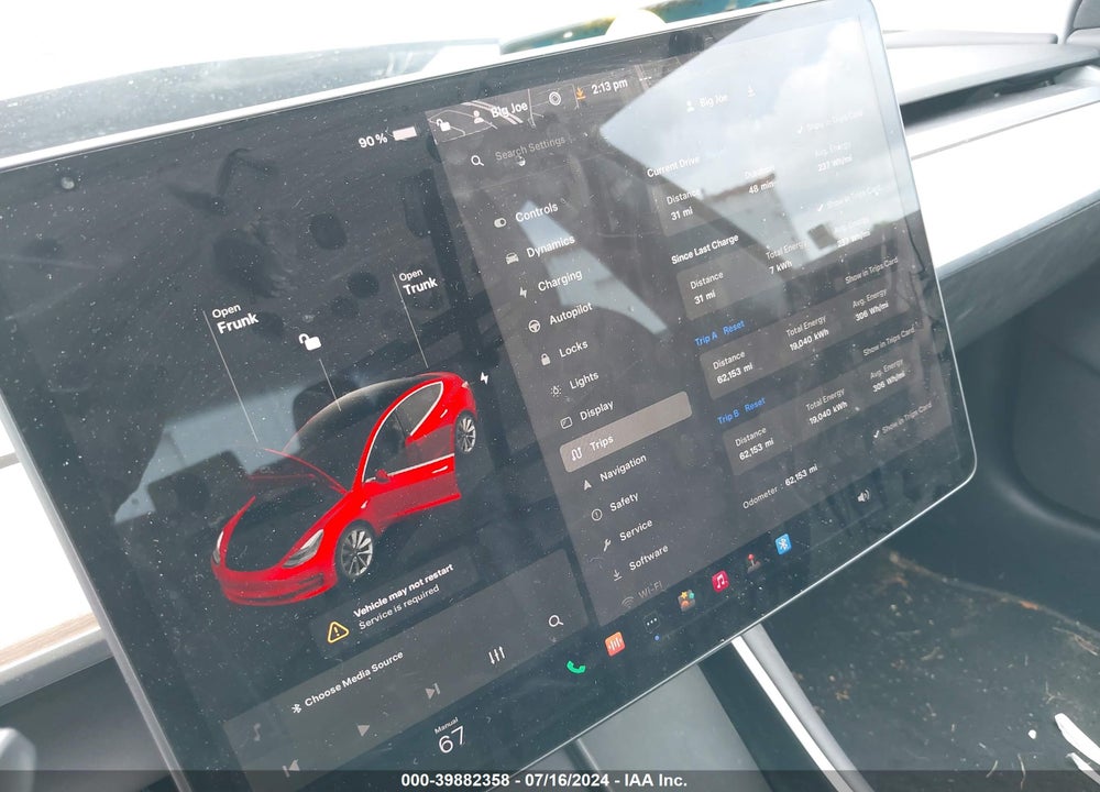 2019 TESLA MODEL 3 LONG RANGE/PERFORMANCE VIN: 5YJ3E1EB5KF389897