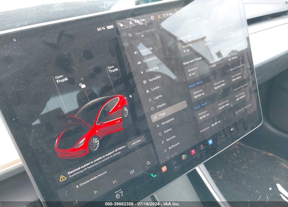 2019 TESLA MODEL 3 LONG RANGE/PERFORMANCE VIN: 5YJ3E1EB5KF389897