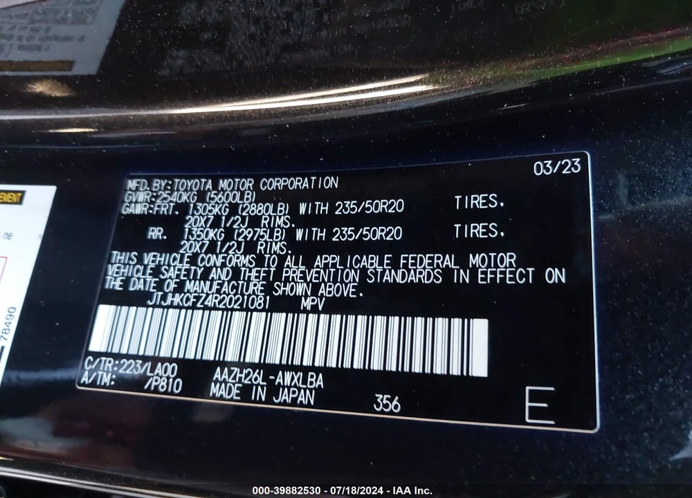 2024 LEXUS NX 450H LUXURY VIN: JTJHKCFZ4R2021081