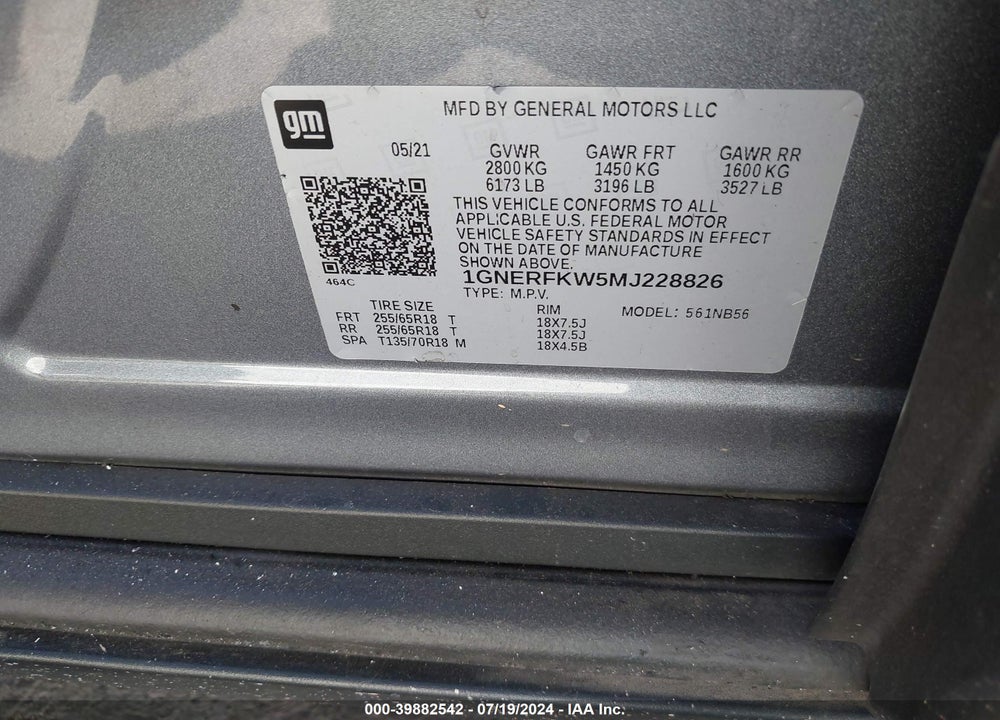 2021 CHEVROLET TRAVERSE FWD LS VIN: 1GNERFKW5MJ228826