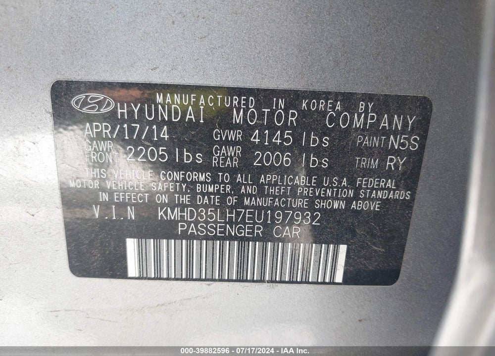 2014 HYUNDAI ELANTRA GT VIN: KMHD35LH7EU197932