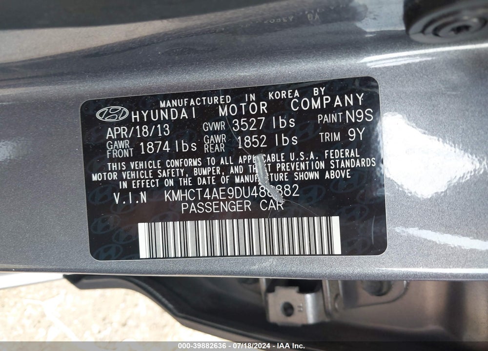 2013 HYUNDAI ACCENT GLS VIN: KMHCT4AE9DU488882
