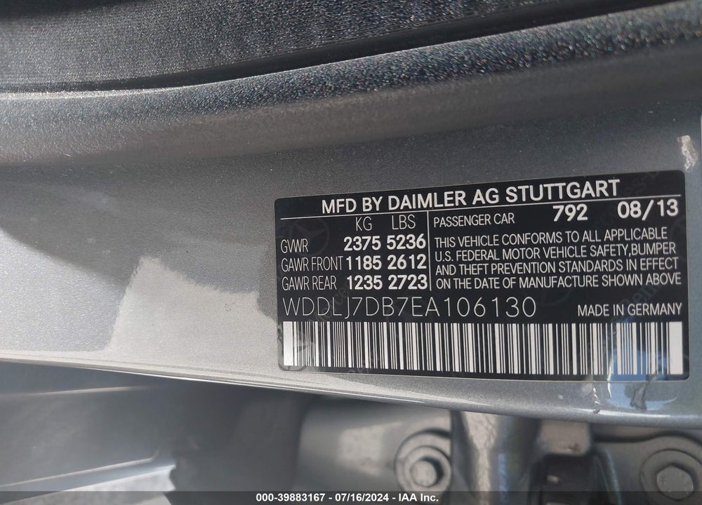 2014 MERCEDES-BENZ CLS 550 VIN: WDDLJ7DB7EA106130