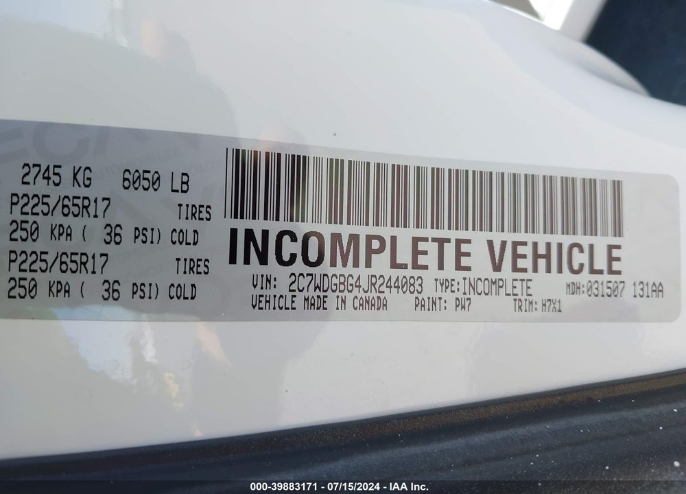 2018 DODGE GRAND CARAVAN SE VIN: 2C7WDGBG4JR244083