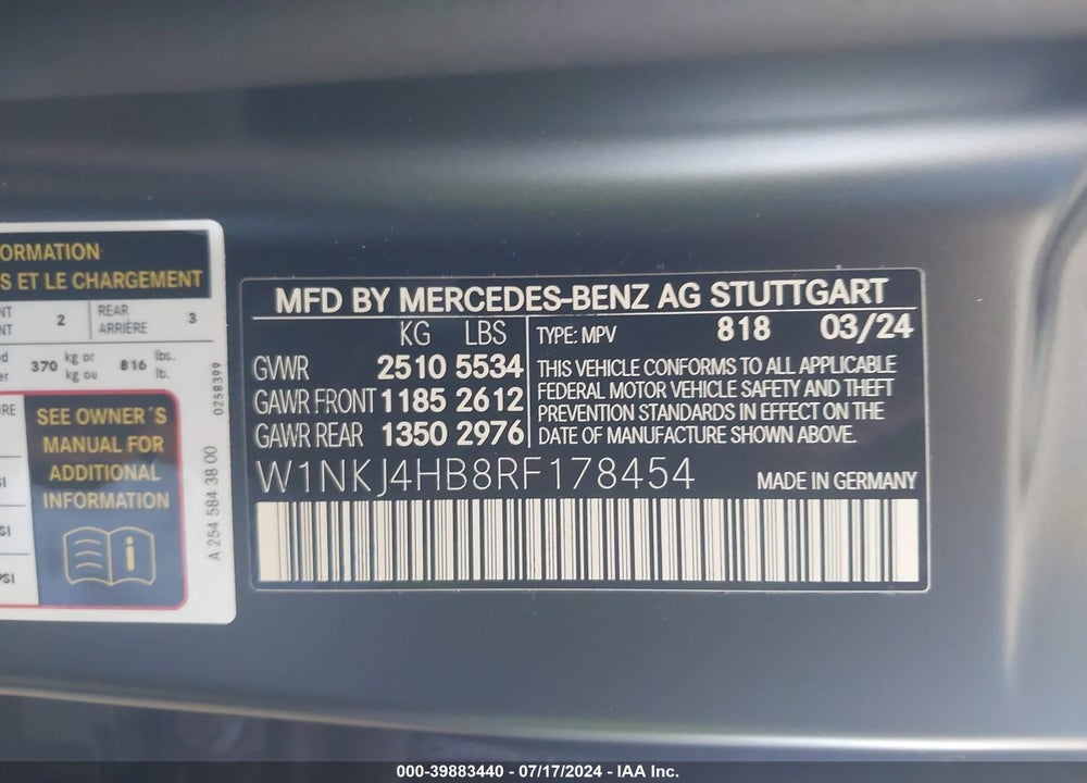 2024 MERCEDES-BENZ GLC 300 4MATIC COUPE VIN: W1NKJ4HB8RF178454