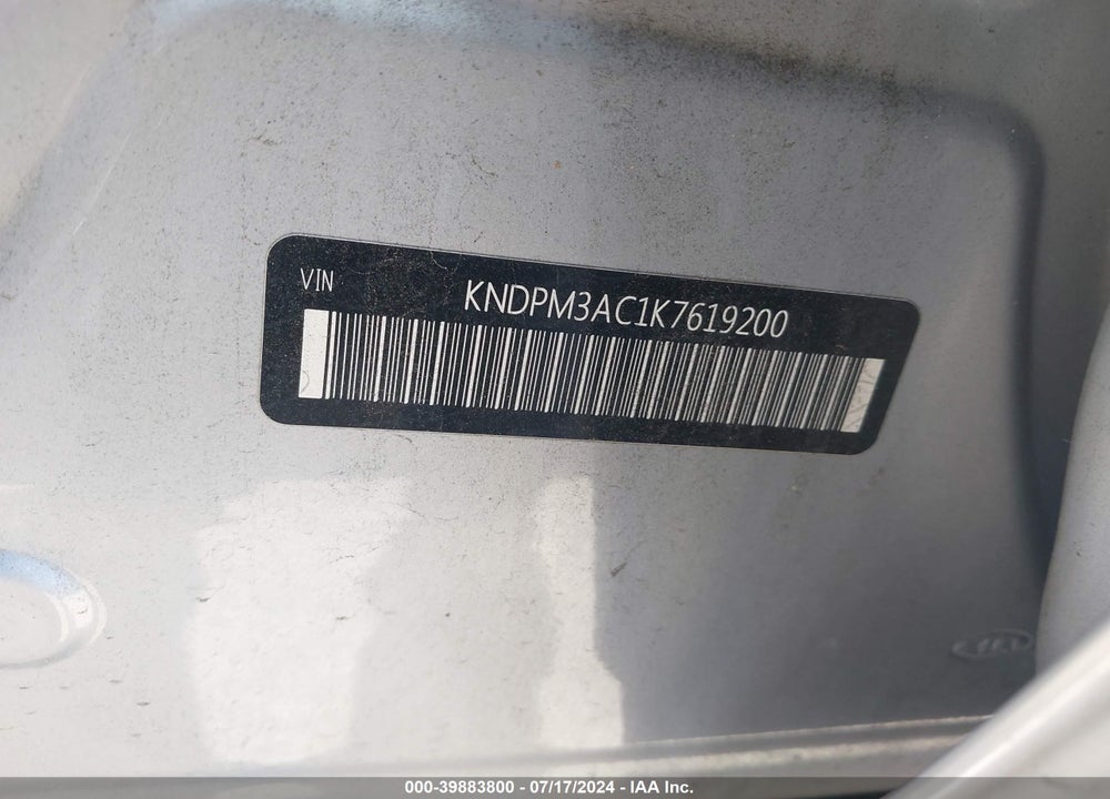 2019 KIA SPORTAGE LX VIN: KNDPM3AC1K7619200