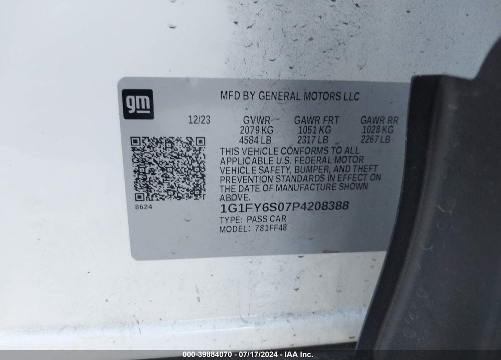 2023 CHEVROLET BOLT EUV VIN: 1G1FY6S07P4208388