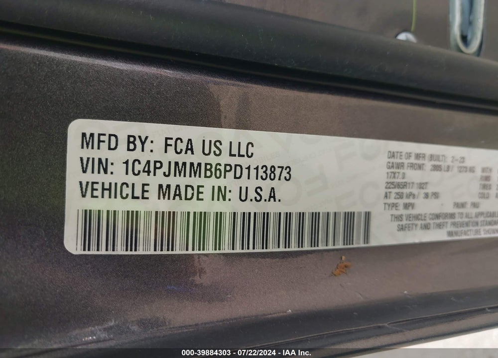 2023 JEEP CHEROKEE ALTITUDE LUX 4X4 VIN: 1C4PJMMB6PD113873