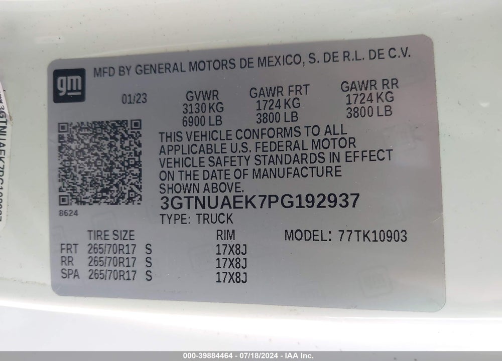 2023 GMC SIERRA 1500 4WD REGULAR CAB LONG BOX PRO VIN: 3GTNUAEK7PG192937