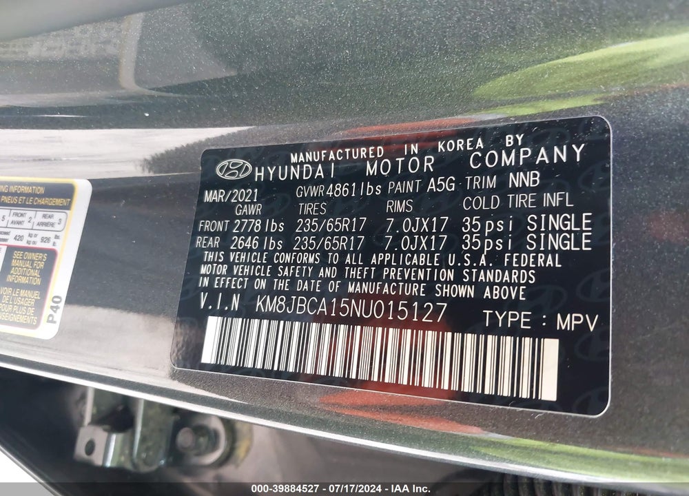 2022 HYUNDAI TUCSON HYBRID BLUE VIN: KM8JBCA15NU015127