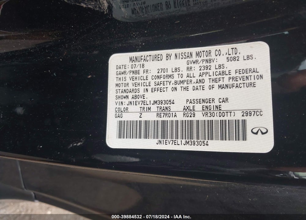 2018 INFINITI Q60 3.0T SPORT VIN: JN1EV7EL1JM393054