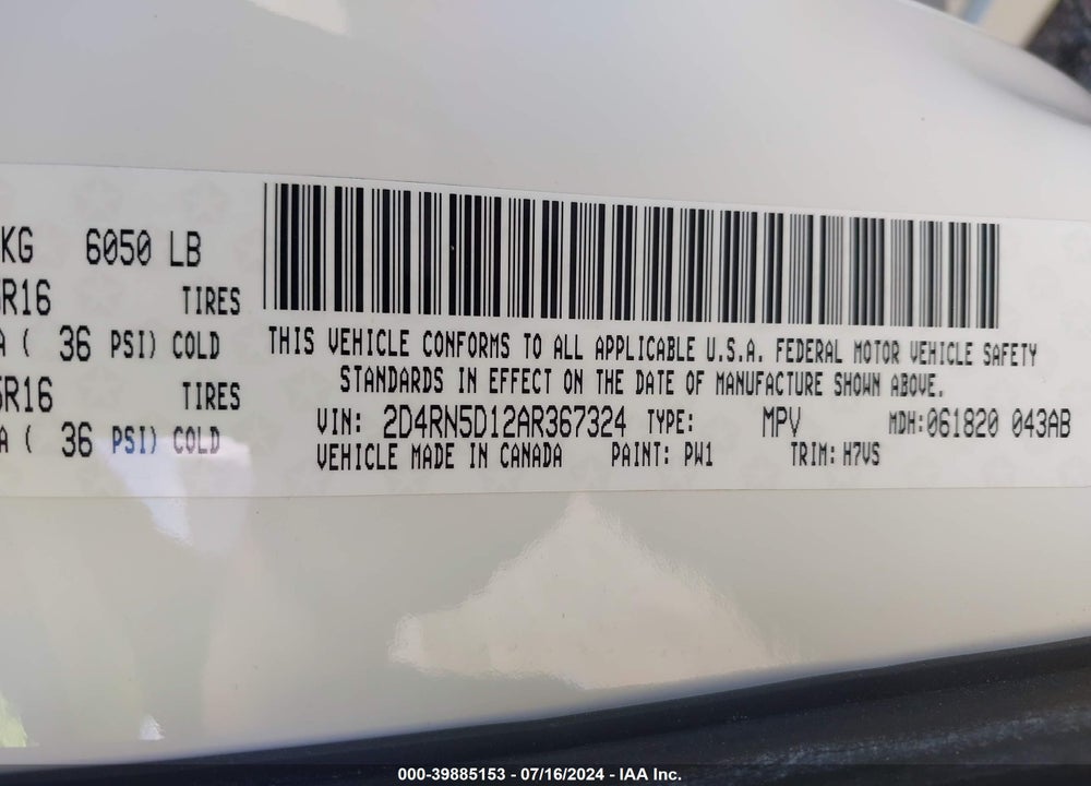 2010 DODGE GRAND CARAVAN SXT VIN: 2D4RN5D12AR367324