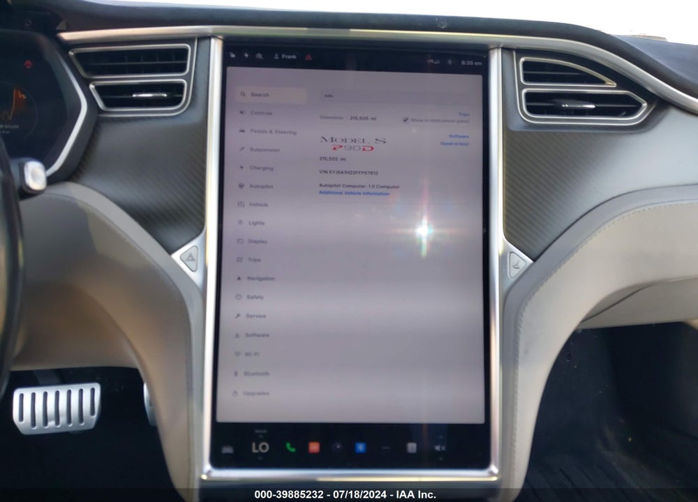 2015 TESLA MODEL S 70D/85D/P85D VIN: 5YJSA1H23FFP67613