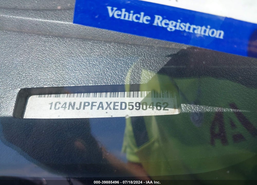 2014 JEEP PATRIOT LATITUDE VIN: 1C4NJPFAXED590462