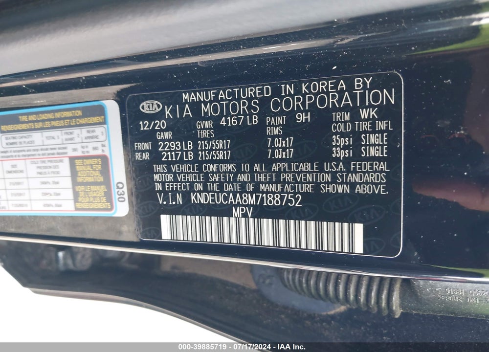 2021 KIA SELTOS S VIN: KNDEUCAA8M7188752