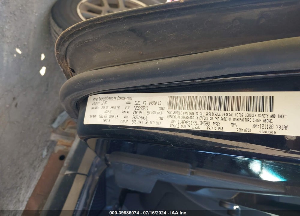 2007 JEEP WRANGLER X VIN: 1J4FA24177L134593