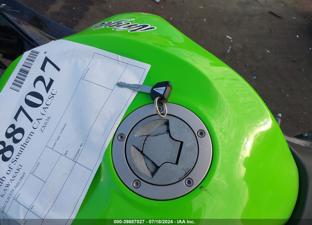 2015 KAWASAKI ZX636 E VIN: JKBZXJE15FA015869