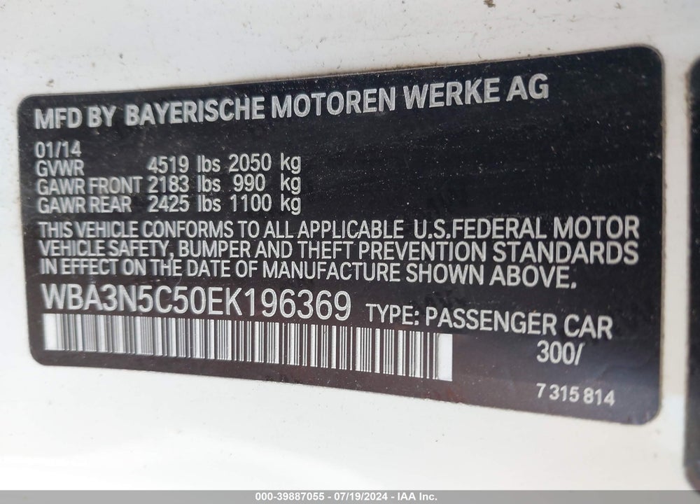 2014 BMW 428 VIN: WBA3N5C50EK196369