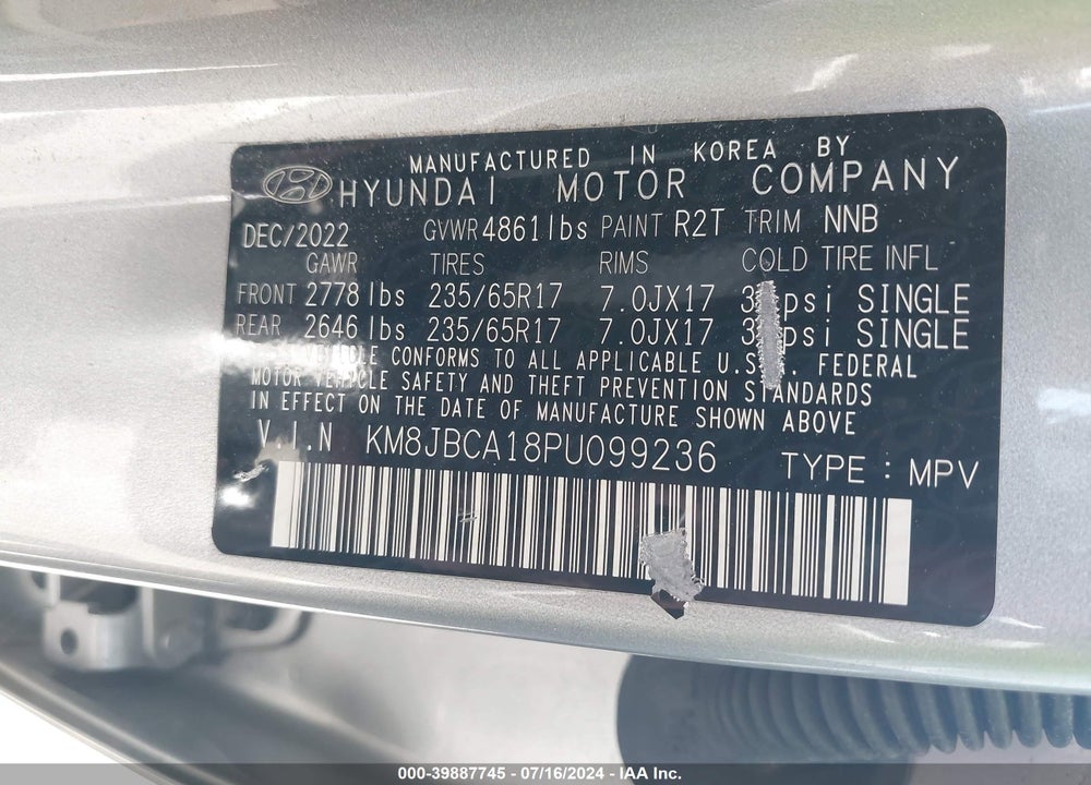 2023 HYUNDAI TUCSON HYBRID BLUE VIN: KM8JBCA18PU099236