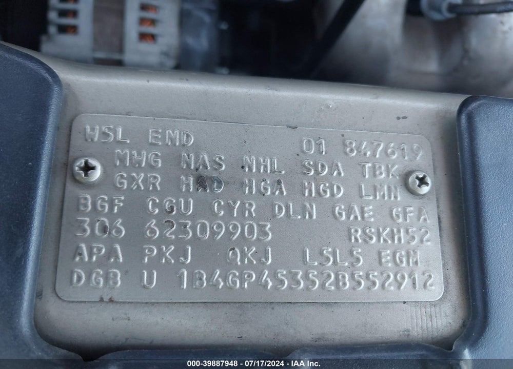 2002 DODGE CARAVAN SPORT VIN: 1B4GP45352B552912