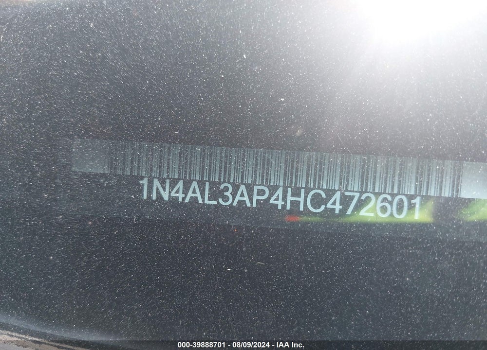 2017 NISSAN ALTIMA 2.5 SR VIN: 1N4AL3AP4HC472601