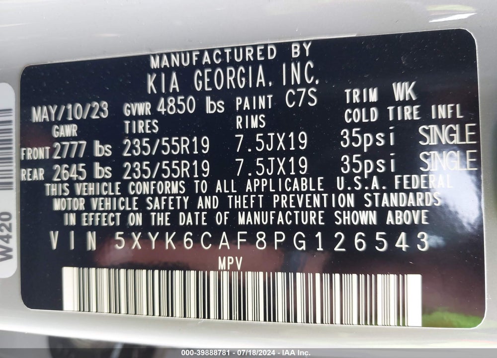 2023 KIA SPORTAGE X LINE VIN: 5XYK6CAF8PG126543