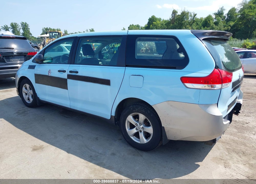 2012 TOYOTA SIENNA BASE V6 7 PASSENGER VIN: 5TDZK3DC5CS206956