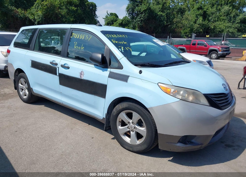 2012 TOYOTA SIENNA BASE V6 7 PASSENGER VIN: 5TDZK3DC5CS206956