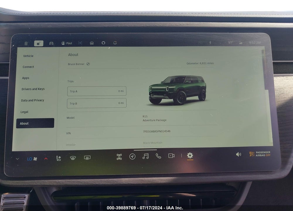 2023 RIVIAN R1S ADVENTURE VIN: 7PDSGABA5PN014546