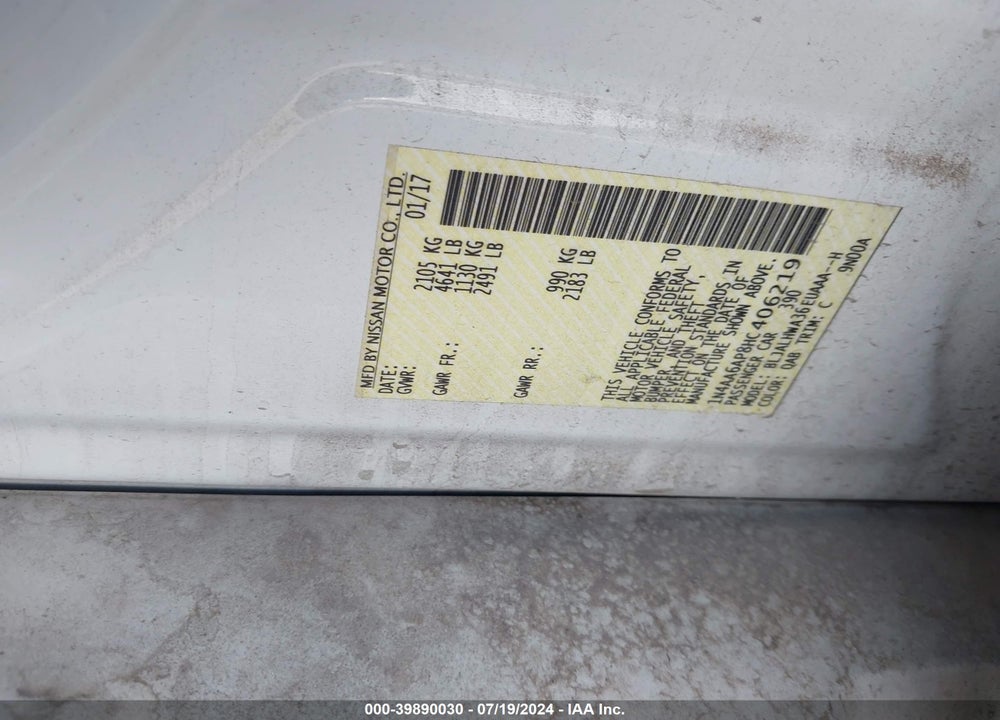 2017 NISSAN MAXIMA 3.5 PLATINUM VIN: 1N4AA6AP8HC406219