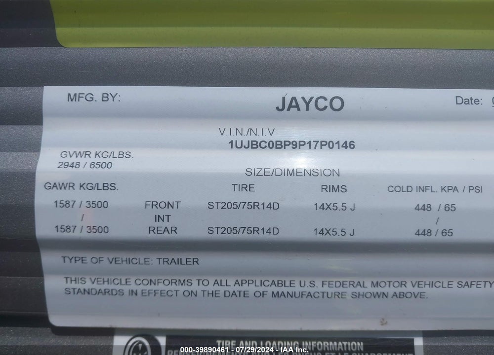2023 JAYCO BUMPER PULL 30FT VIN: 1UJBC0BP9P17P0146