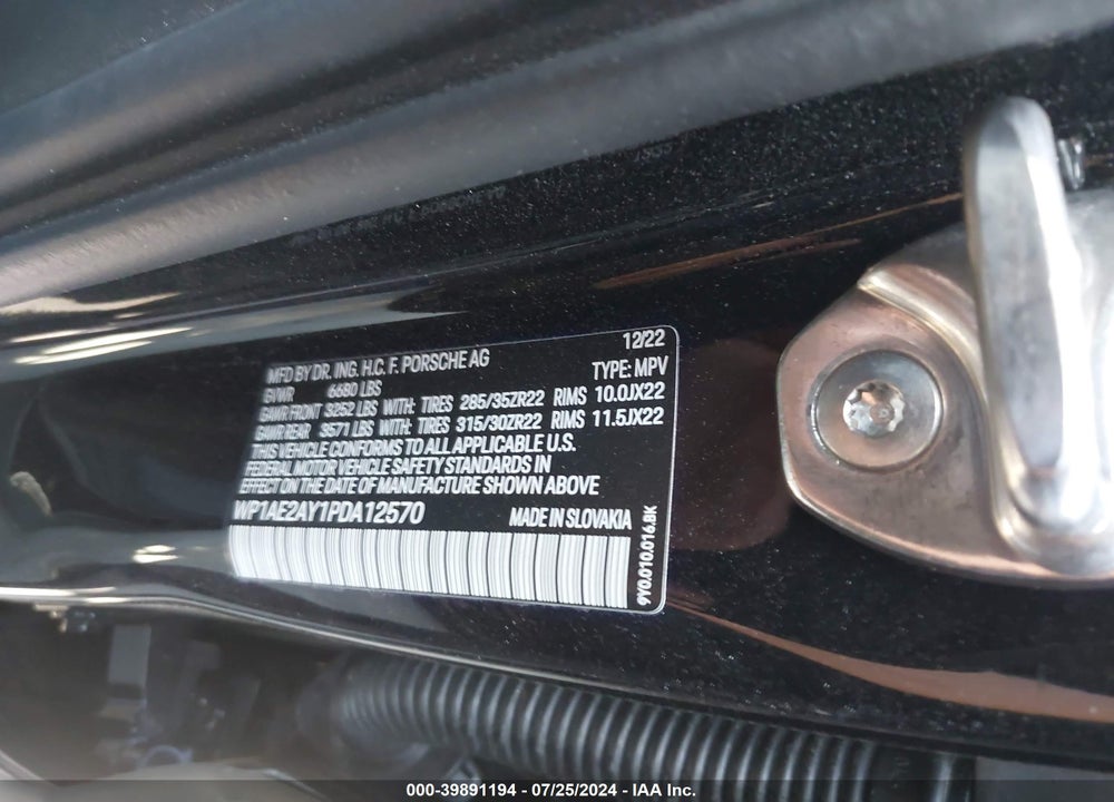 2023 PORSCHE CAYENNE E-HYBRID PLATINUM EDITION VIN: WP1AE2AY1PDA12570