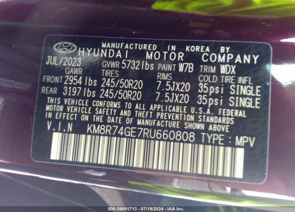 2024 HYUNDAI PALISADE CALLIGRAPHY VIN: KM8R74GE7RU660808