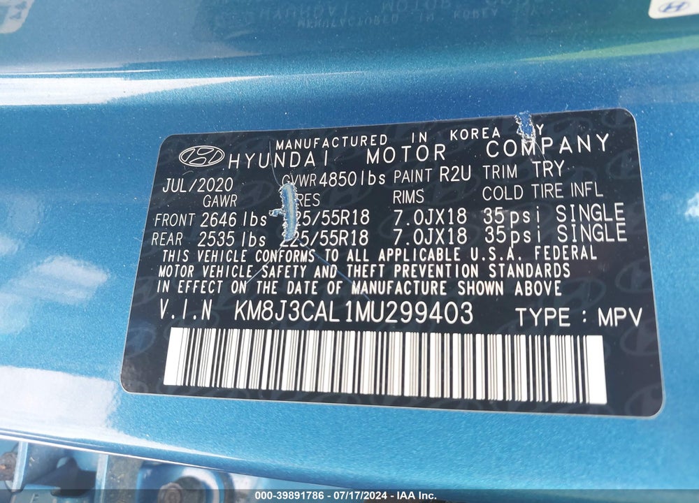 2021 HYUNDAI TUCSON ULTIMATE VIN: KM8J3CAL1MU299403