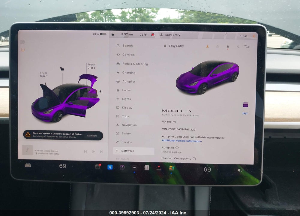 2021 TESLA MODEL 3 STANDARD RANGE PLUS REAR-WHEEL DRIVE VIN: 5YJ3E1EAXMF911322