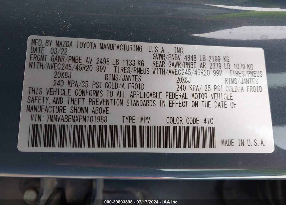 2023 MAZDA CX-50 2.5 S PREMIUM PLUS VIN: 7MMVABEMXPN101988