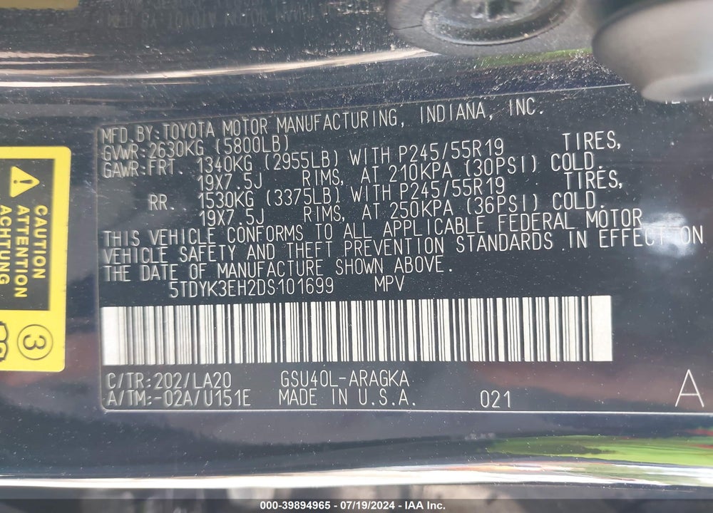 2013 TOYOTA HIGHLANDER LIMITED V6 VIN: 5TDYK3EH2DS101699
