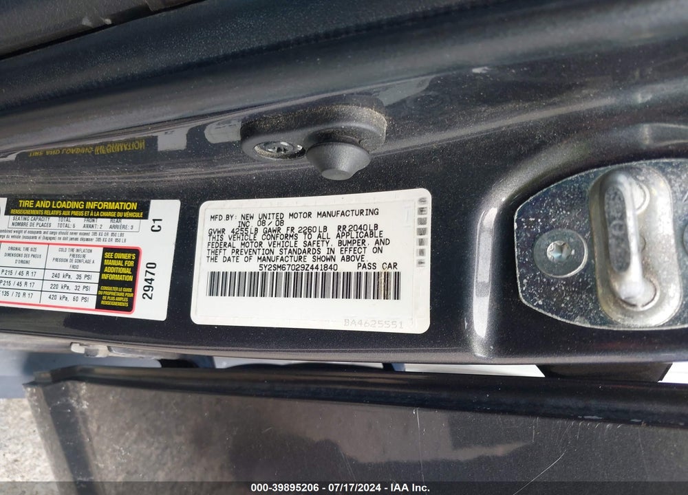 2009 PONTIAC VIBE VIN: 5Y2SM67029Z441840
