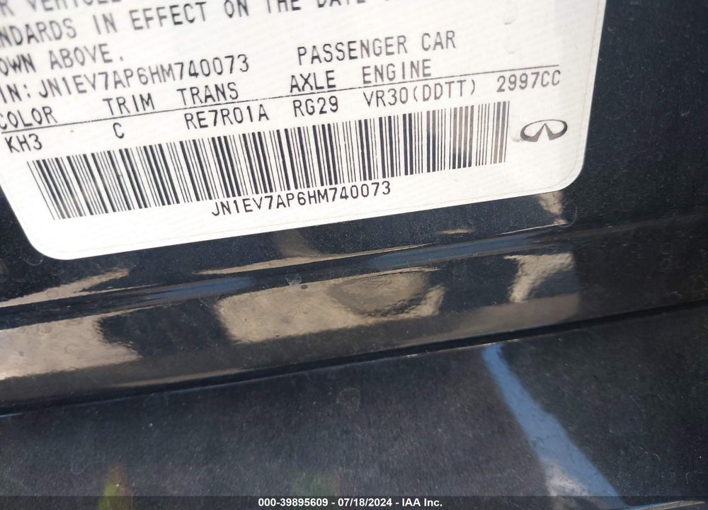 2017 INFINITI Q50 VIN: JN1EV7AP6HM740073