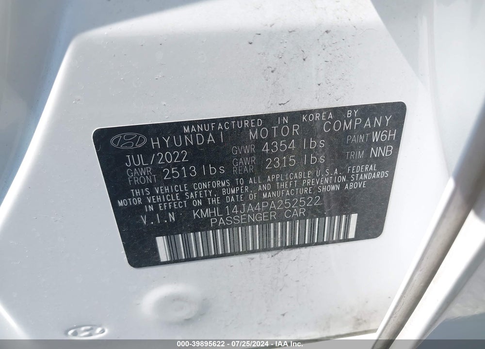 2023 HYUNDAI SONATA SEL VIN: KMHL14JA4PA252522