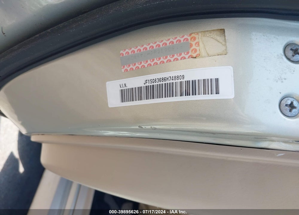 2006 SUBARU FORESTER 2.5X VIN: JF1SG63686H748809