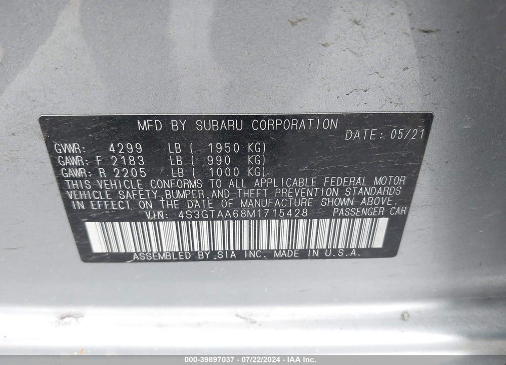 2021 SUBARU IMPREZA 5-DOOR VIN: 4S3GTAA68M1715428