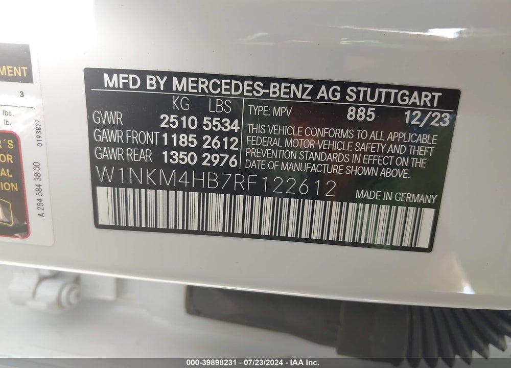 2024 MERCEDES-BENZ GLC 300 4MATIC SUV VIN: W1NKM4HB7RF122612