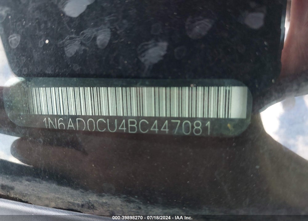 2011 NISSAN FRONTIER SV VIN: 1N6AD0CU4BC447081