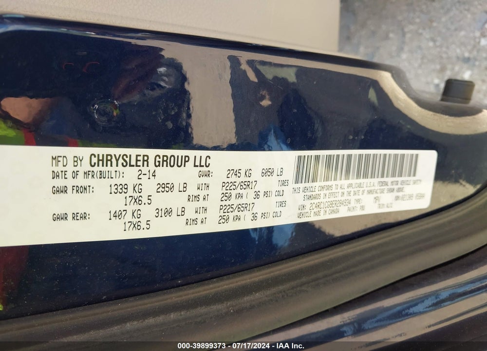 2014 CHRYSLER TOWN & COUNTRY TOURING-L VIN: 2C4RC1CG9ER284934